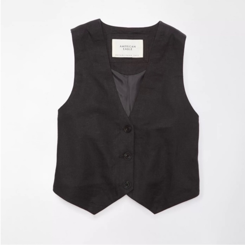 American Eagle Outfitters Black Button Front Vest